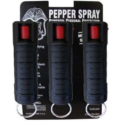 3pk Police Magnum PEPPER SPRAY 1/2oz Black Molded Keychain Self Defense Security