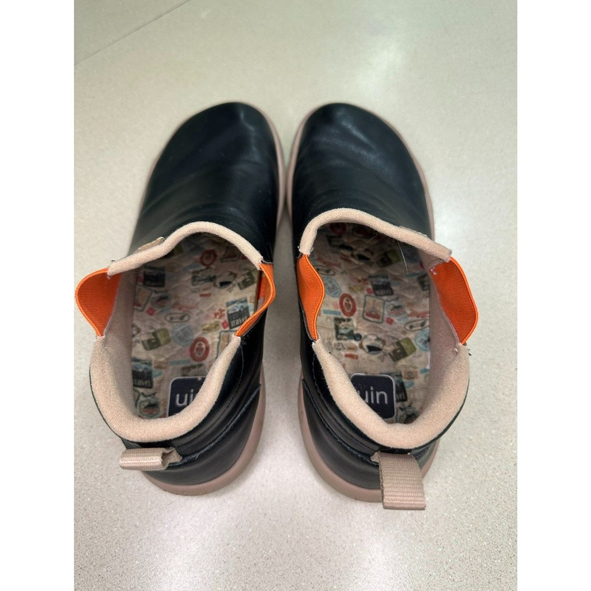 Men’s Size 7 UIN Granada Black Slip-On Shoes Split Leather Comfort Casual Casual Shoe Slip On Dress Sneaker with Elastic In Black  main image 2