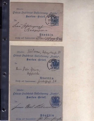 S110 Privatpost Stettin Stadtbrief Beförderung 1895 5 Ganzsachen Kartenbrief geb - Bild 1 von 2