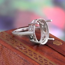 Semi Mount Ring Stone Setting Size 18X13 MM Oval Shape 925 Sterling Silver Ring
