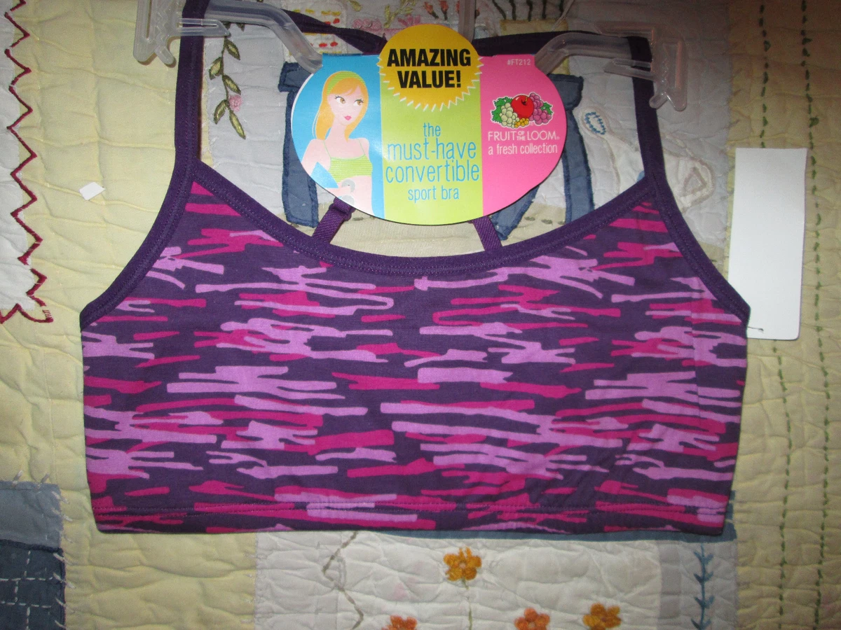 Convertible Sports Bra Fruit of the Loom Fresh Collection LadiesTweenTeen  NWT