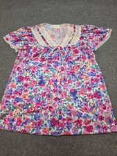 VTG Vanity Fair Floral Nightgown Small Lace Flutter Sleeve Pansy Grannycore