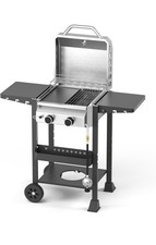 Parrilla de barbacoa de gas propano Parrillas de barbacoa de 2 quemadores con sartén de hierro fundido