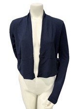 Cabi Womens Cropped Knit Open Front Blazer Jacket Navy Blue S Style 5153 Modal