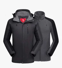 Camel Crown Men 3 In 1 Waterproof Jacket Hood Wind Proof Fleece Small