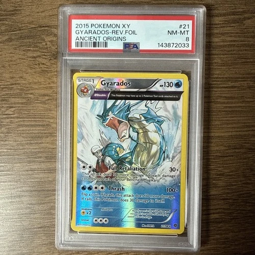 2015 POKEMON XY ANCIENT ORIGINS #21 GYARADOS-HOLO PSA 8