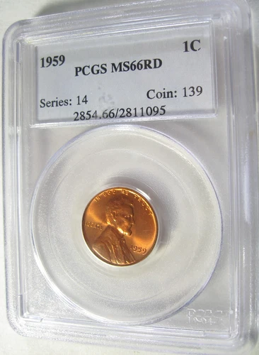1959  LINCOLN CENT - PCGS MS 66 RD - Red  -
