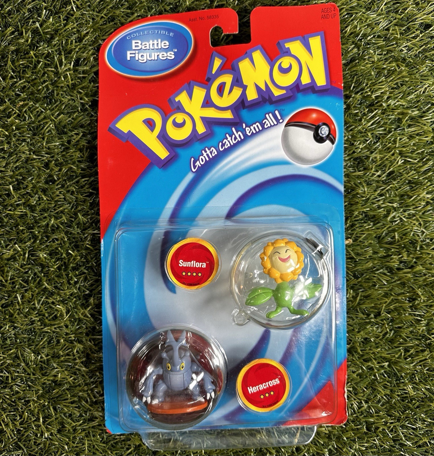 VINTAGE Pokémon Collectible Battle Figures SUNFLORA & HERACROSS Hasbro 1998 Tomy
