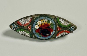 Vintage Italian Micro Mosaic Millefiori Pin Brooch . Signed ITALY