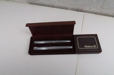 Pelikan Silvexa Schreibset   Schwarz &  Stahl  70er Jahre aus Nachlass (F 170)