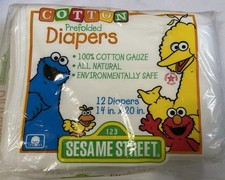 VTG Sealed Sesame Street PRE-folded Cotton Diapers Cotton Gauze New