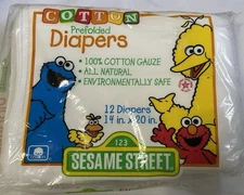 VTG Sealed Sesame Street PRE-folded Cotton Diapers Cotton Gauze New