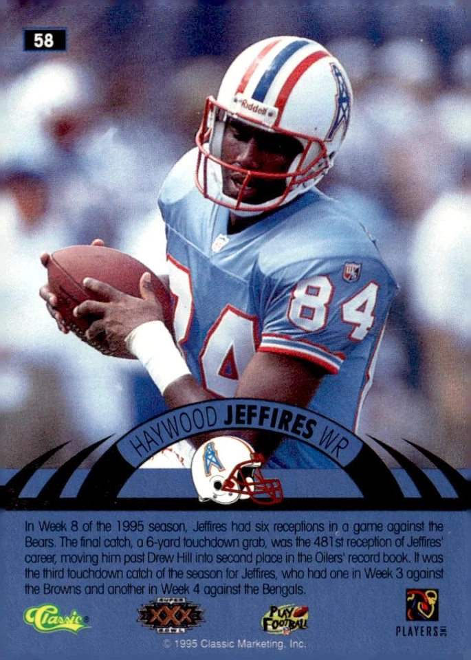 1996 Classic NFL Experience #58 Haywood Jeffires - Image 2 of 2