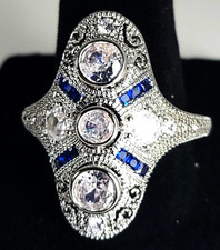 Vintage Art Deco Style Filigree Cubic Zircon Lab Created Engagement Wedding Ring