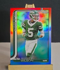 2025 Topps Chrome #235 Garrett Wilson RED WHITE & BLUE REFRACTOR Jets Parallel 