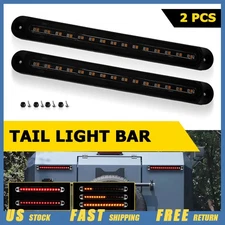 2X LED 10" Truck Trailer Brake Flowing Turn Signal DRL Light Bar Stop Tail Strip