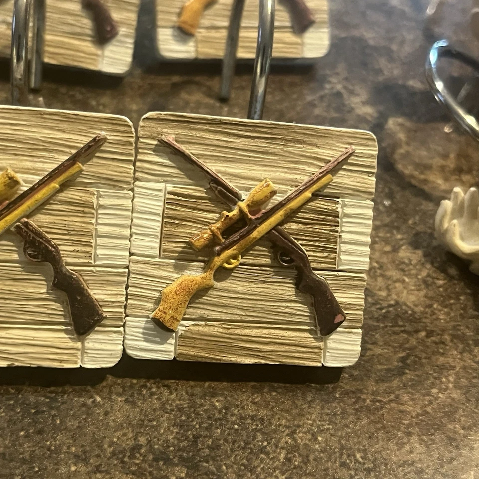 猎人浴帘钩狩猎步枪、枪、鹿、小屋、小屋 (12) — 第 4/4 张图片