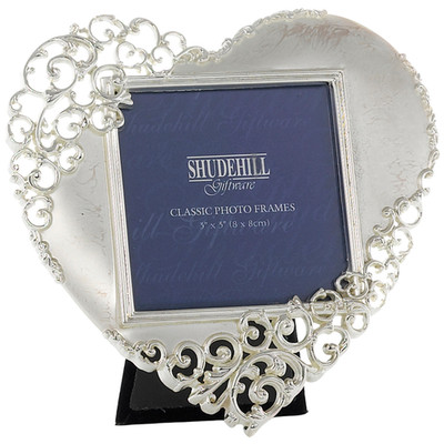Shudehill Giftware Satin Silber Spitze Herz 3x3 Bilderrahmen