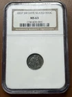 1837 Liberty Seated Half Dime Small Date No Stars NGC MS63 MS 63 Rainbow Toned