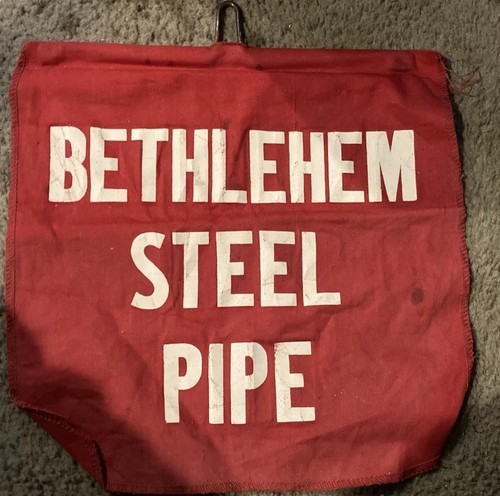 Vintage 1950er Bethlehem Stahlrohr Sicherheitsflagge 12" x 12" - rot - Bethlehem, PA