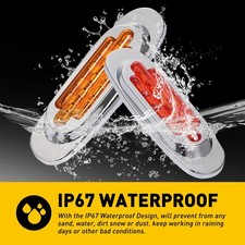 Amber+Red LED Clearance Side Marker Lights Truck Chrome Cover Bezel 1/2Set