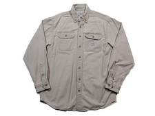 Carhartt FR Flame Resistant Work Shirt Khaki Tan FRS160 KHI Mens Medium Regular