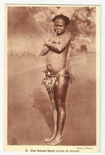Zulu Natal South Africa Postcard, Une Femme Karre (Region de Bozoum) A woman fro