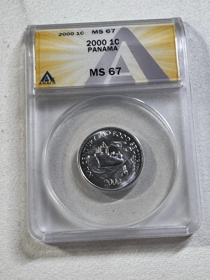 2000 Panama 1 Centesimo Graded MS 67 by ANACS FAO - Image 4 of 4