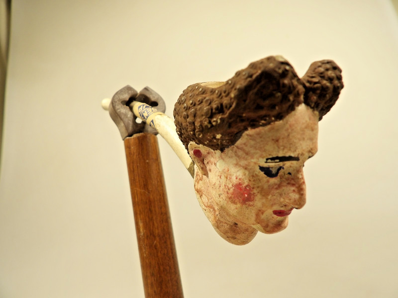 Unsmoked Clay Pipe by Goede Waagen in Holland 70s Short Pipe Theatre Person Head