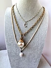 VTG  *3 Necklaces Stack* gold chain Jewelry Pearl costume estate coquette Lot