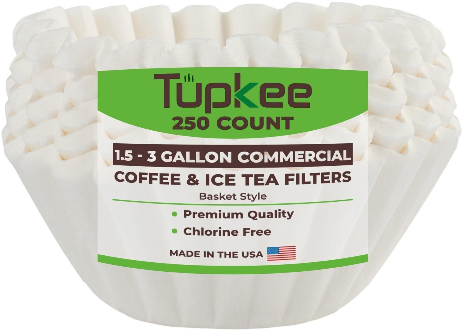 Extra Large Coffee Filters 1.5 to 3 Gallon (13.75" x 5.25") Commercial, 250 pcs