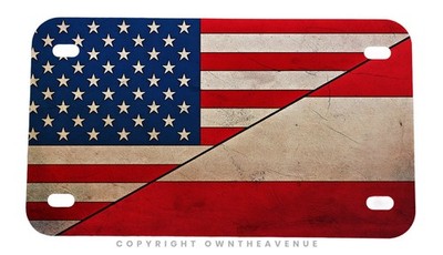 USA Austria Rustic Style Flag V01 Motorcycle Metal License Plate