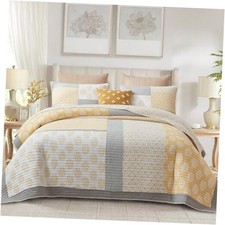 Quilts Queen Size, 100 Cotton Queen Comforter Set, Yellow Grey Farmhouse
