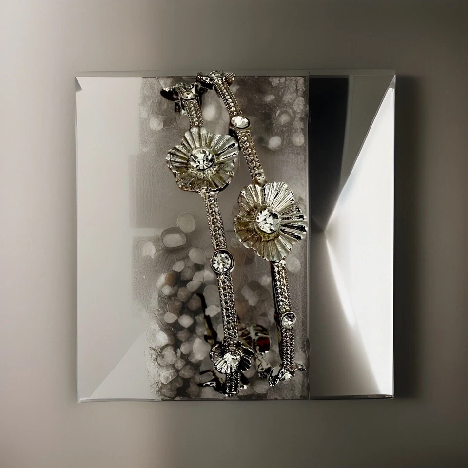 "Brazaletes retro XL de colección estilo Art Nouveau 2 cristal checo tono plata 9""" Foto 3 de 4