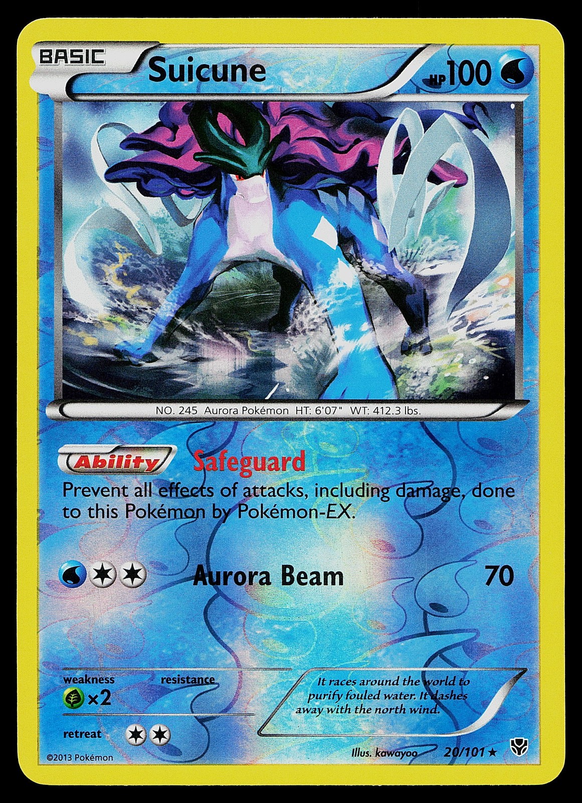 Pokemon Card - Suicune Plasma Blast 20/101 Rare Reverse Holo
