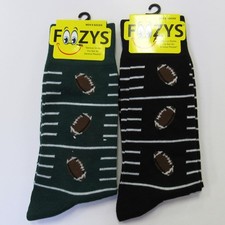 2 Pairs Men's Foozys Football Print Novelty Fun Crew Socks Stocking Stuffers