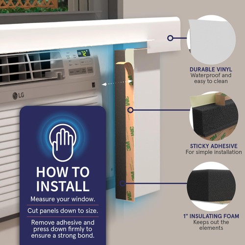 Window AC Unit Insulation Side Panels White for Indoor Air Conditioner Breeze - Picture 5 of 5