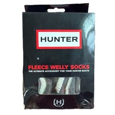 Hunter Fleece Welly Socks Zigzag Striped Cuff Brown Neutral Women  s Size 5-7