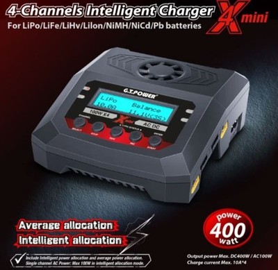 Robitronic - X4 Mini 4 Output Charger 1-4s 24/220v 100W AC 10A