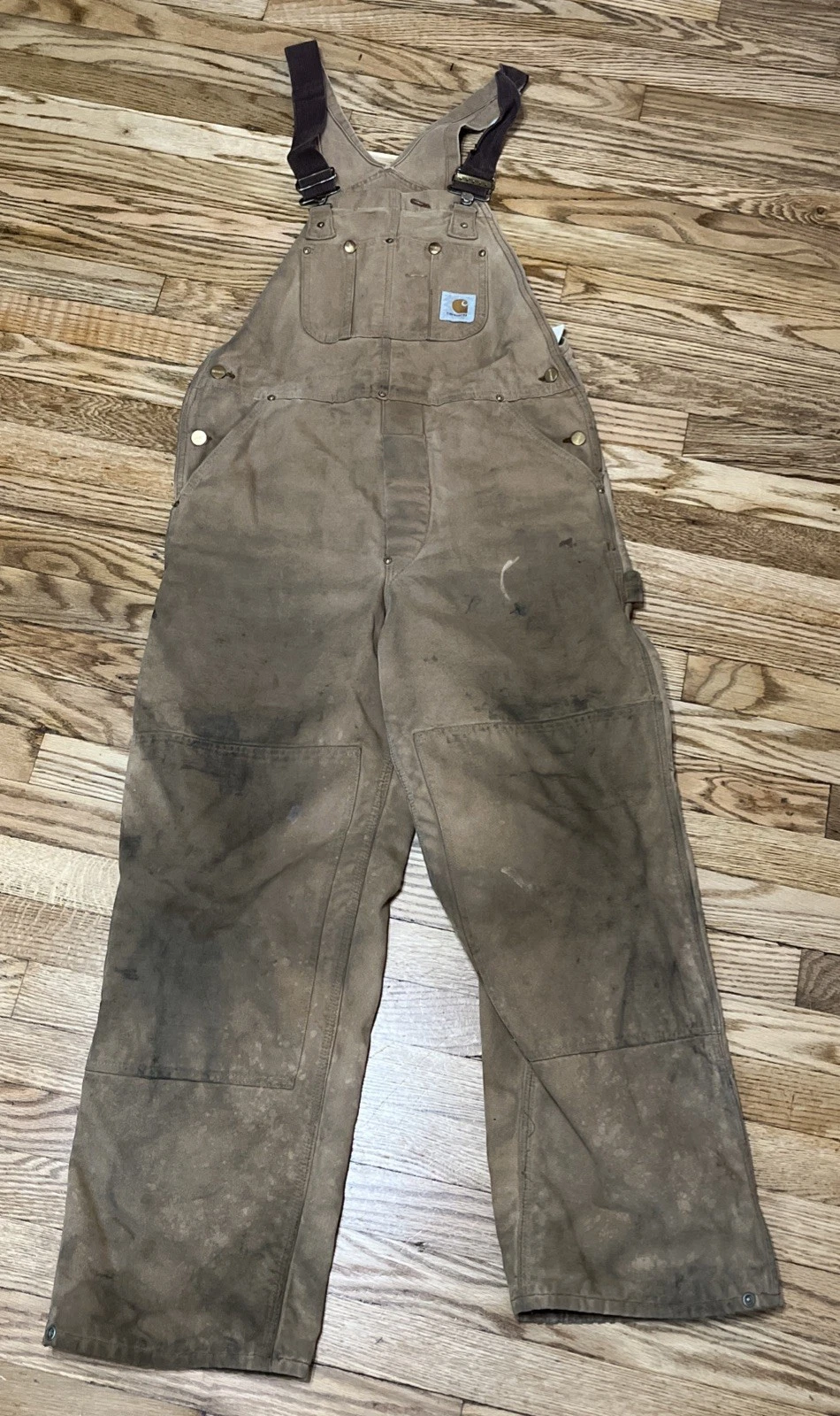 Vtg Carhartt BIBS Overalls USA 34/30 distressed and stained! READ