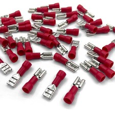 Vinyl Quick Disconnect Terminal Female 0.187", Red 22-18 Gauge Spade Connectors