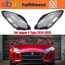 A Pair Front Headlight Lens Housing + Seal Glue 2PC For Jaguar F-Type 2014-2020