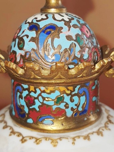 1880s Antique French Champleve Enamel Sevres Style Porcelain Urn - Picture 6 of 10