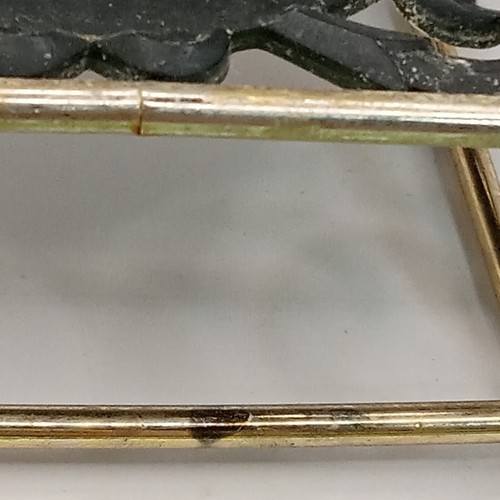 Black Gold Vtg Fruit Bowl Design NAPKIN or Letter HOLDER Plastic Metal 5 in - Picture 9 of 14