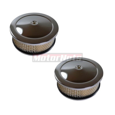 2x Chrome 6-3/8''x 2-1/2'' Air Cleaner SBC Chevy Ford Holley Edelborck 4bbl Scoop