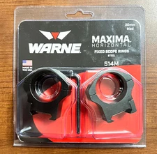 Warne MAXIMA Horizontal 30mm MED Steel Fixed Scope Rings 514M Matte Black NEW