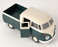 Blitz Versand Vw T1 Double Cabin Pick Up GrüN / Green Welly Modell Auto 1:34 Neu