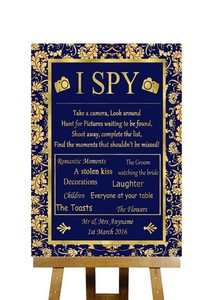 Maison Mariage Bleu Et Or I Spy Appareil Photo Jetable Mariage