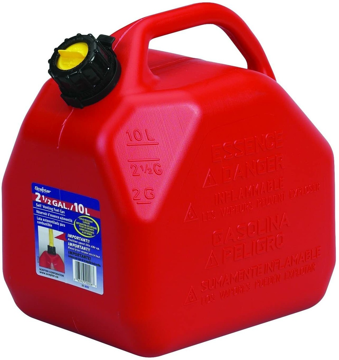 Scepter 07079 10 Liter 2.5 Gallon Fuel Can Red 31 x 29 x 20