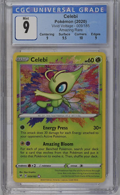 Graded Pokemon Card Cgc 9 Mint Celebi 009 185 Amazing Rare Vivid Voltage Ebay